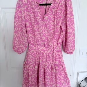 Pinch Pink and Cream Patterned Dress